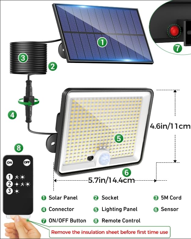 LOTMOS 4 Pack Solar Lights Outdoor, 342LED Remote Solar Security Lights Outdoor Motion Sensor - Image 4