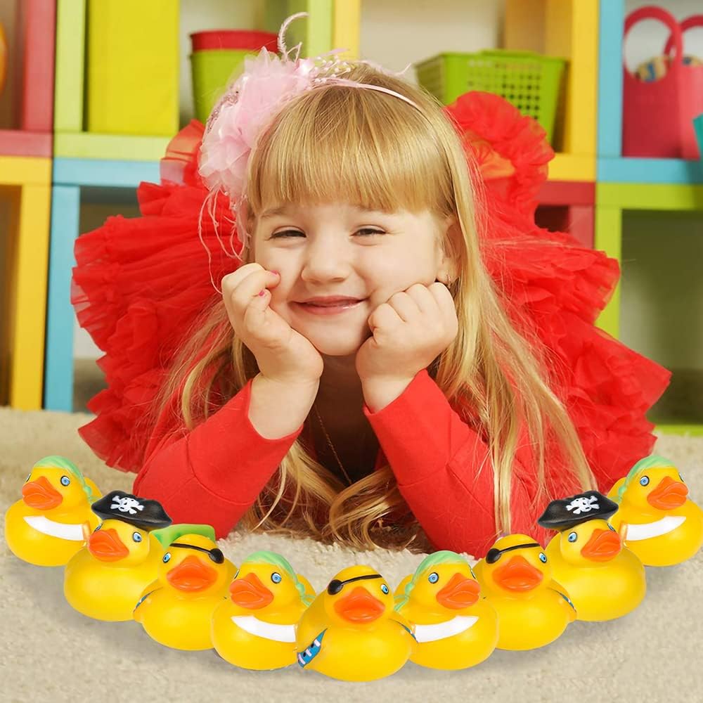 ArtCreativity 12 Pcs Pirate Rubber Ducks - 2 Inch Pirate Ducks for Jeeps, Pirate Party Favors & Decorations, Cute Rubber Ducks Pirate Toys for Bath, Pool, Carnival & Pirate-Themed Parties (Pack of 2)