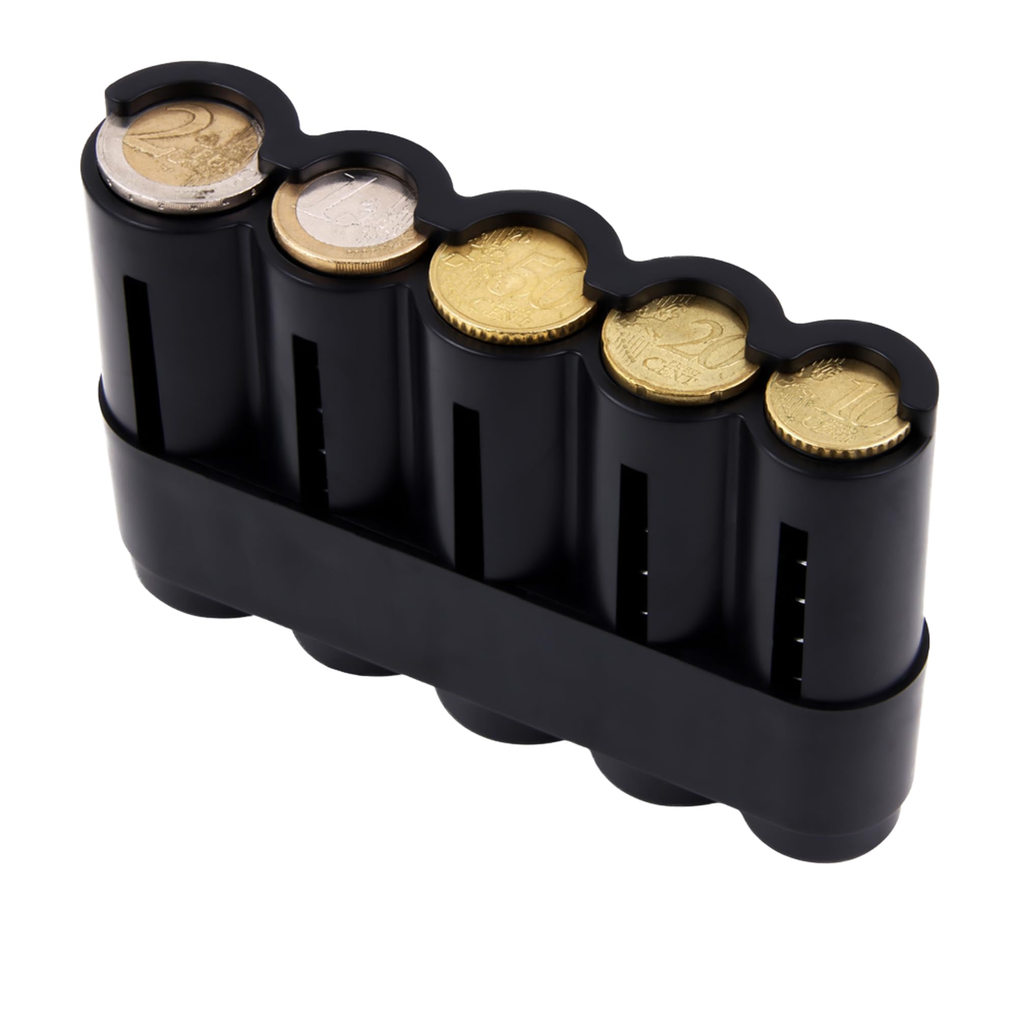 동전 상자 - 컴팩트한 5개 동전 동전 분류기 동전 홀더 동전 보관 및 잔돈 보관 - 플라스틱으로 제작, 검정색-Freehip.co.kr