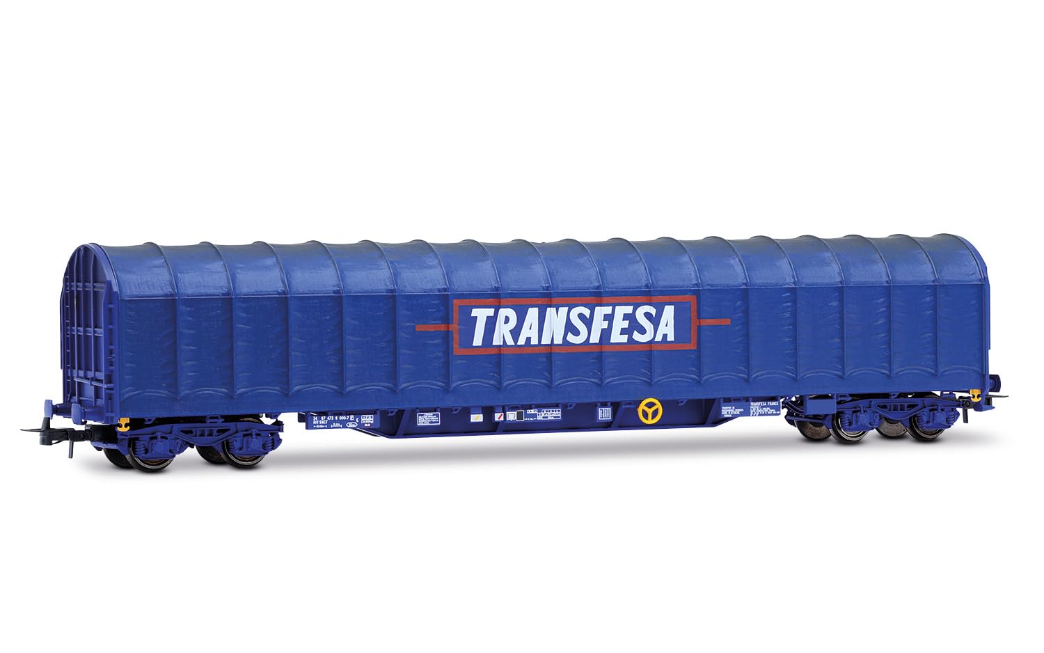 Electrotren HE6086 SNCF/RENFE, 4-axle tarpaulin wagon, "Transfesa", blue livery, ep. IV Rolling Stock - Wagons