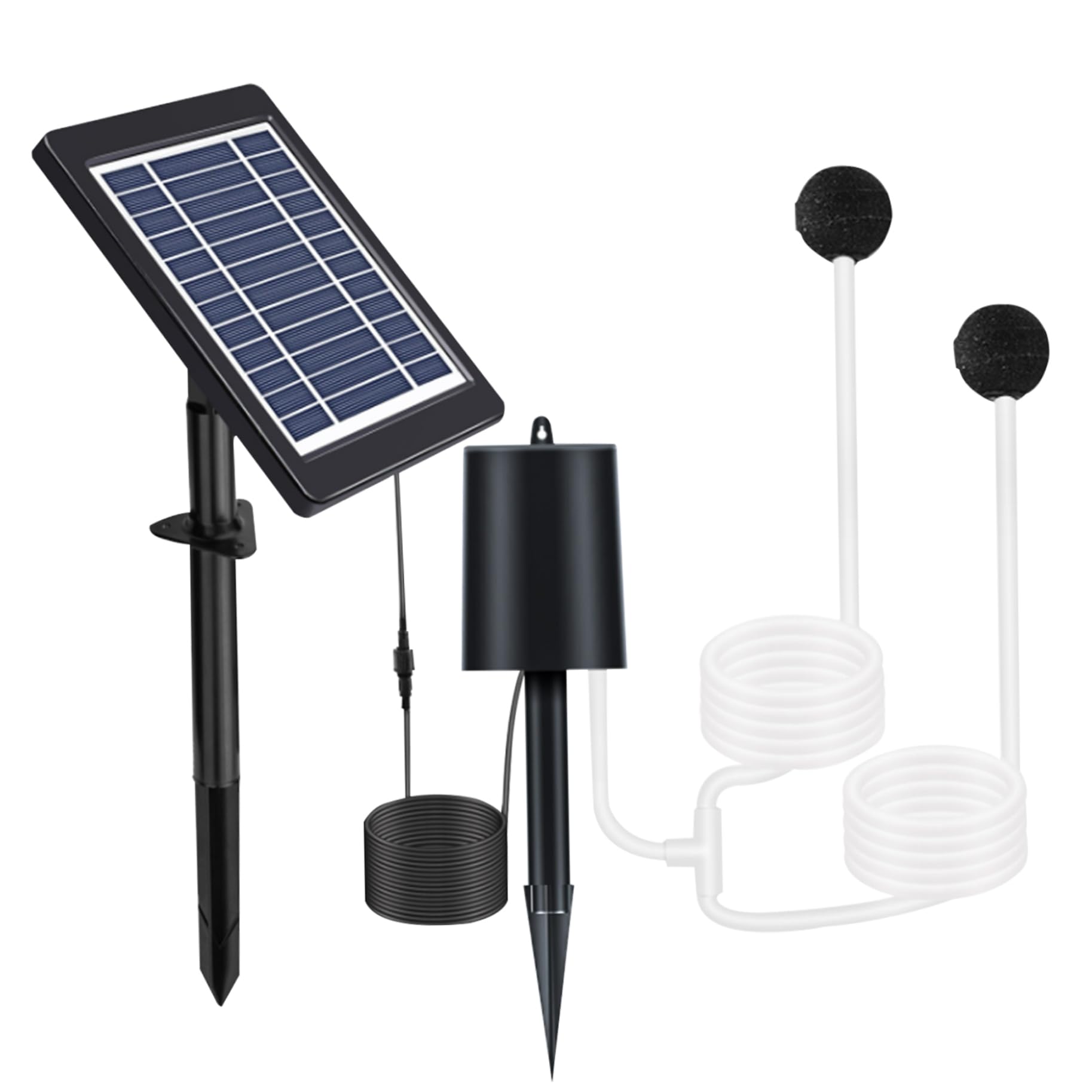 Aireador solar para estanque,aireador de bomba de aire para estanque de 4 W al aire libre con piedras de burbujas de aire de tubería,bomba de agua solar ajustable de 3 modos para pecera,jardín,estanqu