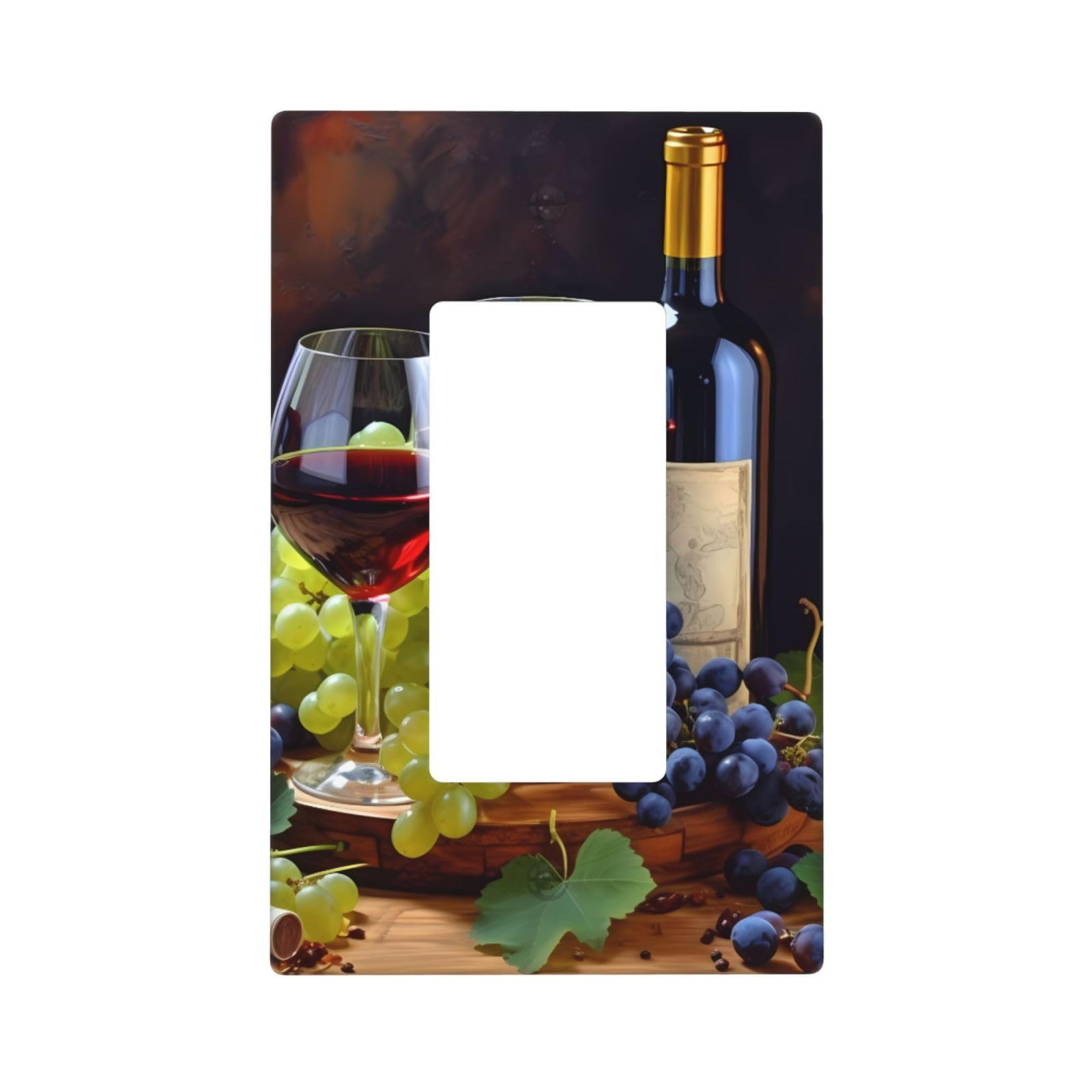 Decorator Wall Plate 1 Gang Light Switch Covers Decorator Receptacle Outlet Covers Art Red Wine Galsses & Grapes Wall Plates for Electrical Outlets Plug Cover Single Rocker Switch Plates