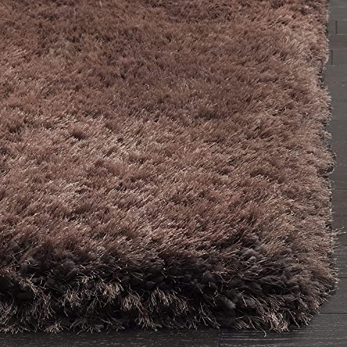 Image of Luxury Shaggy Carpet Solid Plain Fluffy Fur Rectangular Rugs for Bedroom Living Room 3X5 Feet Microfiber & Polyster Modern Interior Floor Mat Brown