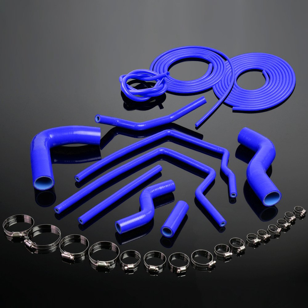 Silicone Hose+ Vacuum Hose Clamps Kit Compatible for Subaru Impreza GC8 GF8 STI EJ20 WRX TURBO Blue