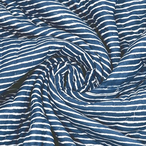 Image of BLOCKS OF INDIA Hand Block Printed Cotton King Size Quilt /Rajai | MUGHAL Blue