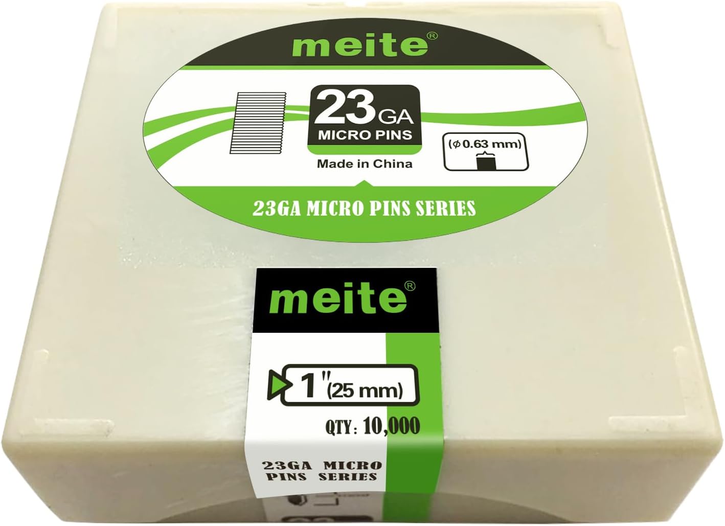 meite 23 Gauge Pin Nails, 1-Inch Micro Headless Pins for Pin Nailer - Copper Plated Pins Nails for Nail Gun, Ideal for Fine Woodworking and Trim Work (10,000 PCS)