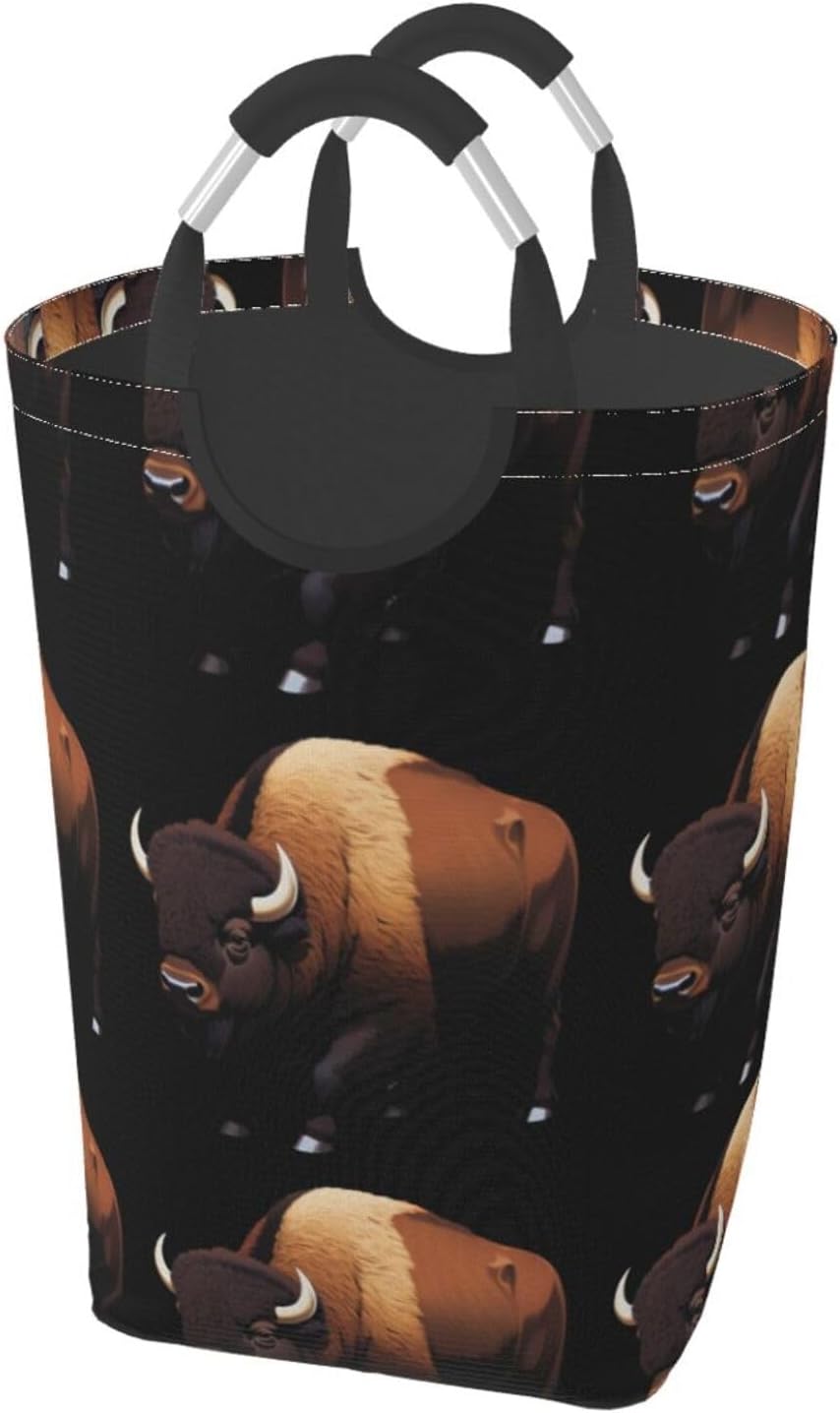 Trail Dust Bison Foldable storage bag, 50L capacity, suitable for laundry room, dormitory bedroom, dirty clothes storage basket.