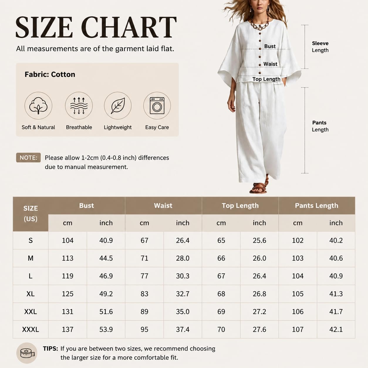 Completo Da Casa Da Donna Composto Da Due Pezzi: Top Con Bottoni Sul Davanti E Pantaloni A Gamba Larga. Outfit Casual, Vestibilità Ampia, In Cotone. Elegante, Leggero, Ideale Per Viaggi, Vacanze E