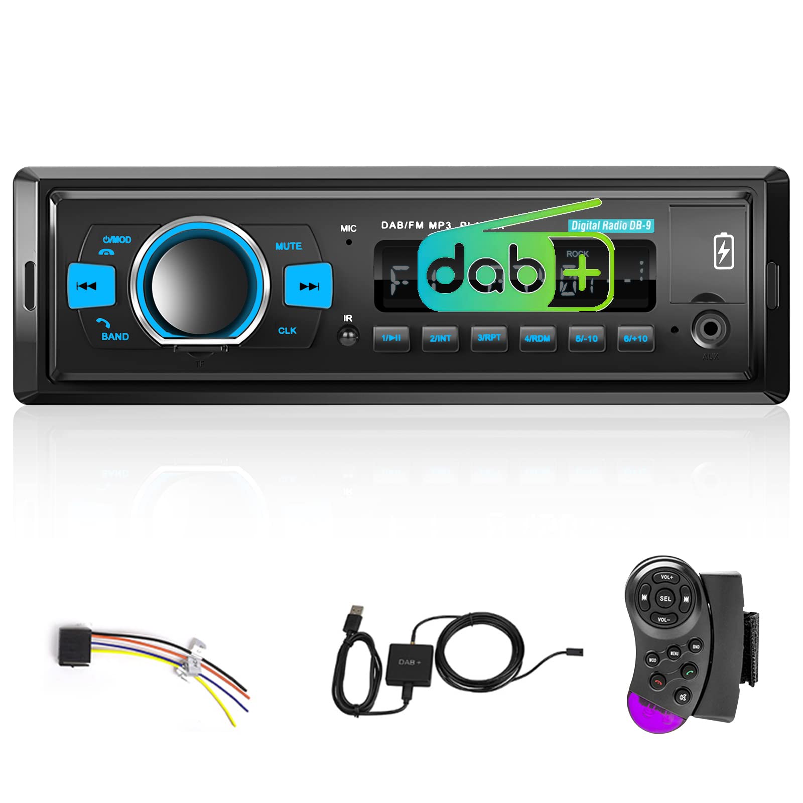 Hodozzy DAB+/DAB 1 Din Digital Audio Bluetooth Stereo Music Car Radio 12 V MP3 Player with USB/TF/SD/AUX/EQ/FM Radio/SWC