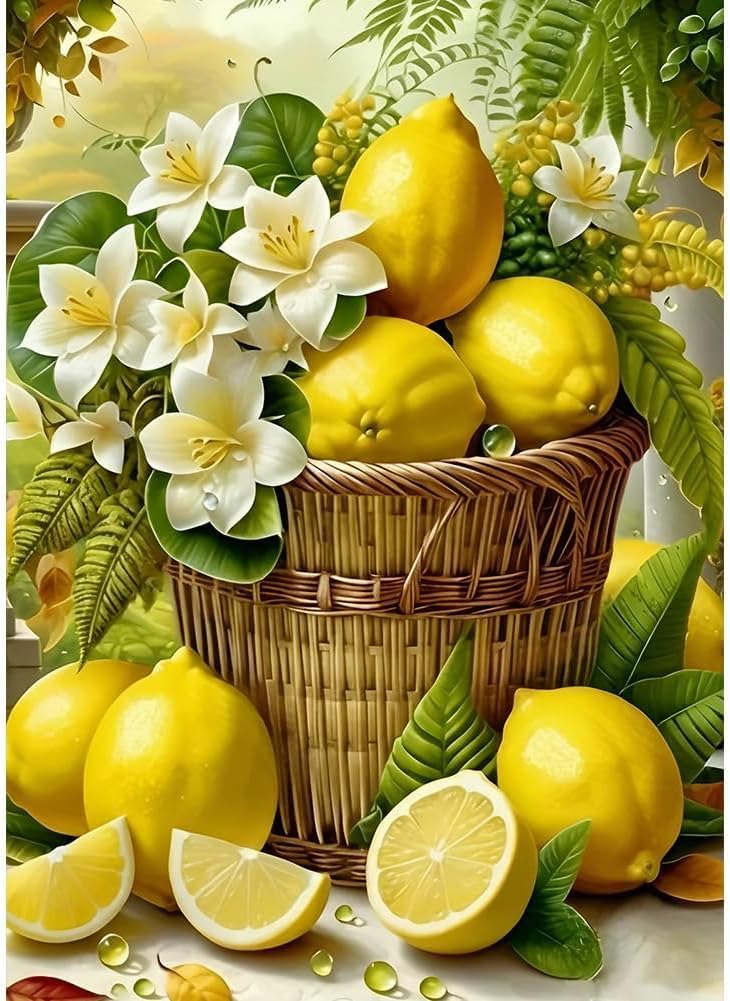 NAHUIGOOD Cross Stitch Kits for Adults, Stamped Cross Stitch Kits for Beginners, Needlepoint Cross-Stitch Patterns Embroidery Kits Arts and Crafts for Home Decor Lemon11Ct50X70Cm