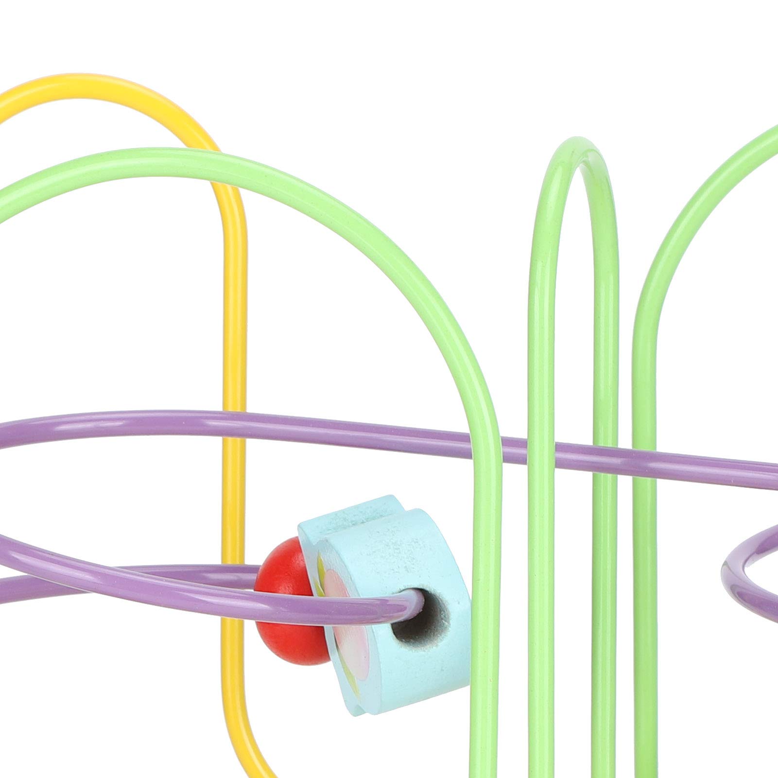 Juguete Educativo de Laberinto de Cuentas de Madera con Patrón Colorido de Transferencia de Calor para Juegos de Interior para Niños Pequeños, Material Ecológico para Aprendizaje y