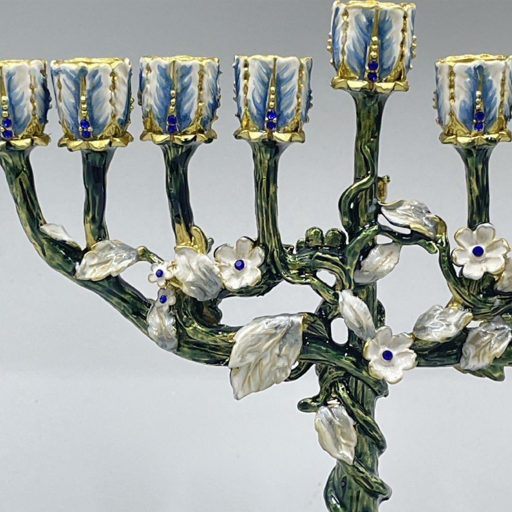 Klasyczny mini świecznik z 9 gałęziami Chanuka Menora, tradycyjna świeca stożkowa Menora, wdzięczny styl, świeca na świąteczną ceremonię Chanukę