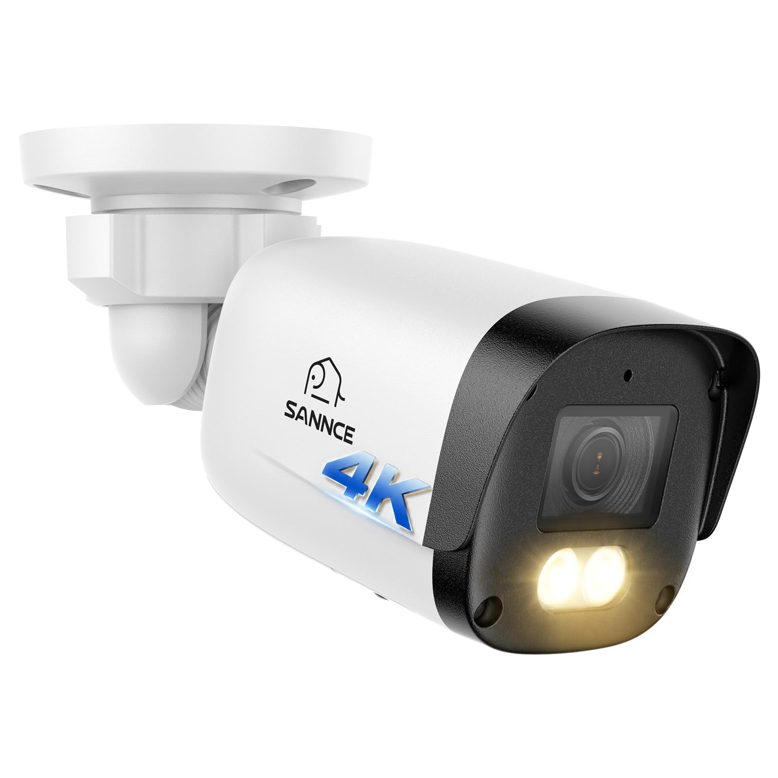 SANNCE 4K PoE Telecamera Bullet Esterno/Interna Senza Micro SD | Visione Notturna a Colori, Riconoscimento Intelligente Persone/Veicolo, Audio a 2 Vie, Senza Alimentatore Rete, IP67