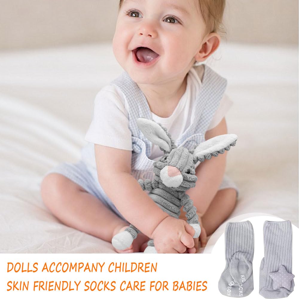 ZOYDP 7-in-1 cadeau voor pasgeborenen, babycadeauset, babycadeau voor jongens, geboortecadeau, geboorte met driehoekige doek, pluche dieren, badhanddoek, sokken, geboortekaarten, wenskaarten