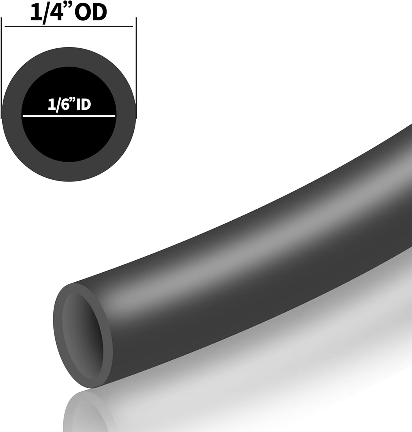 BLCH PNEUMATIC Black PU Air hose Pipe Tube 1/4 Inch OD 1/6 ID 32.8ft/10Meter for Air Line Tubing or Fluid Transfer Tubing.