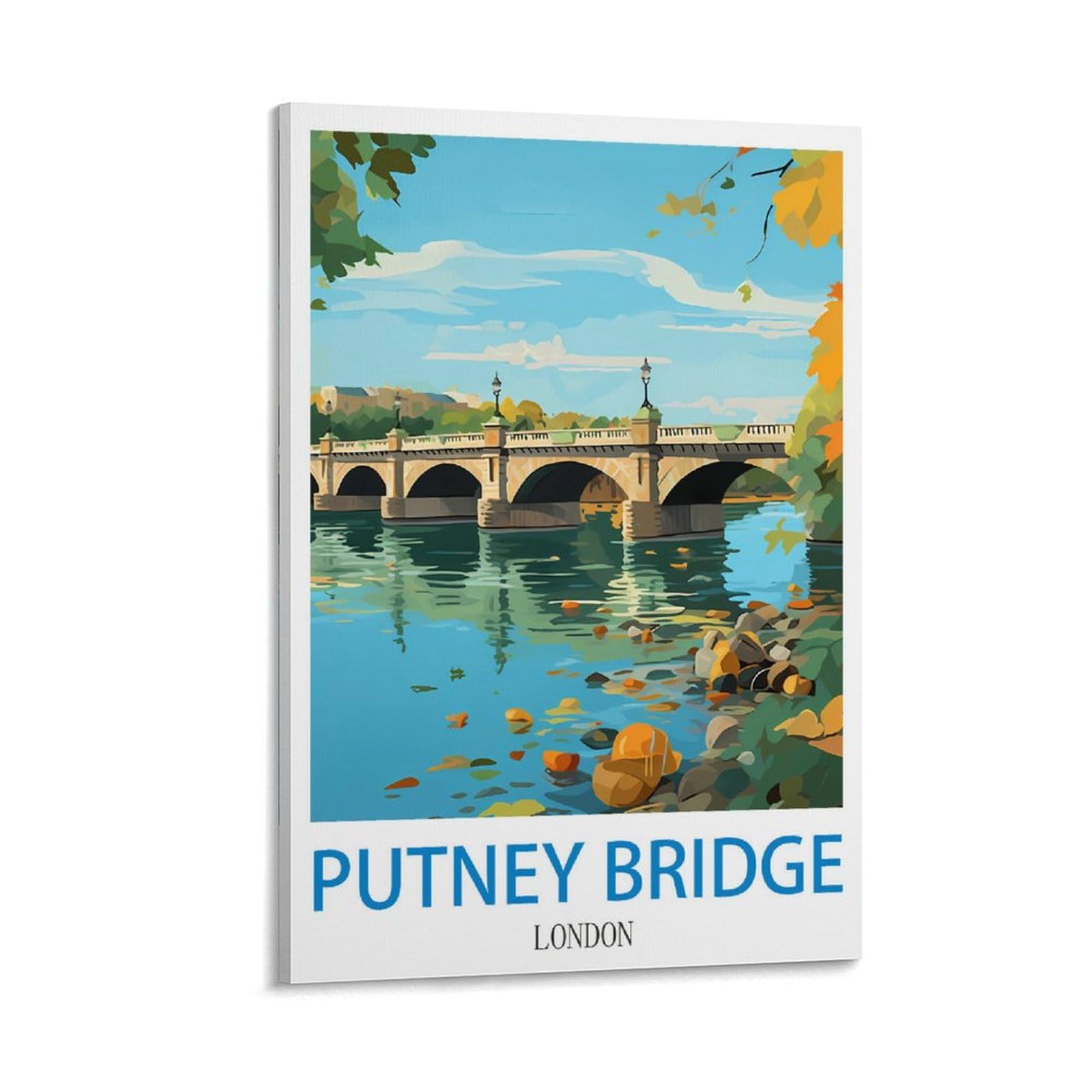FZYUEN Putney Bridge London Vintage Travel Posters 12x18inch(30x45cm) Canvas Wall Art Prints for Wall Decor Room Decor Bedroom Decor
