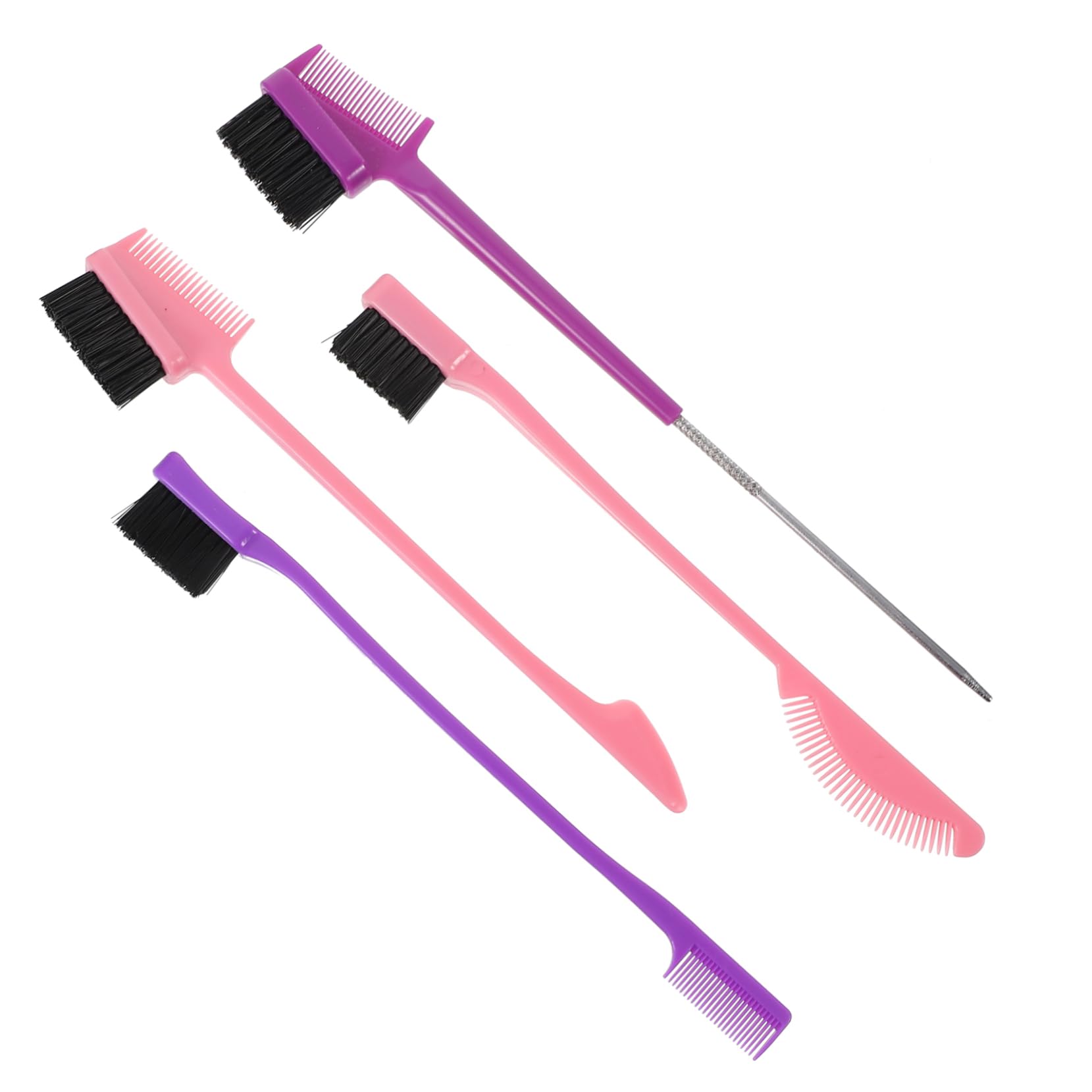 FOMIYES 4 Pack Dual Head Eyebrow Brush Lash Comb Makeup Tool for Women Natural Shape Grooming Random Color