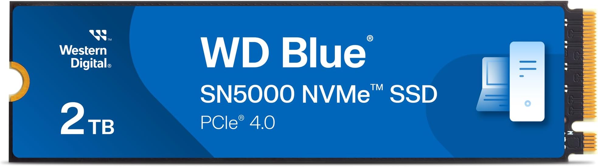 WD Blue SN5000 2TB SSD, M.2 2280 NVMe SSD, Read speeds up to 5150 MB/s, PCIe Gen4, nCache Technology, Free Acronis True Image data migration software, Internal solid state drive.