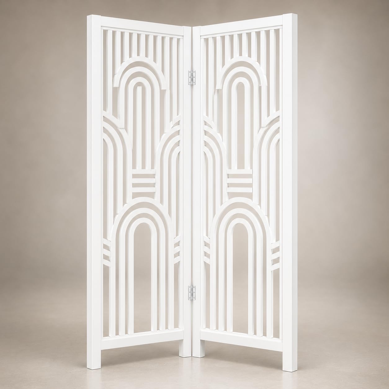 Wooden Room Divider Folding Privacy Screen, Decorative Carved Wood Screen Divider, Freestanding Folding Partition for Living Room Bedroom Office (6 Feet 2 Panel New U Design White)-picture-33