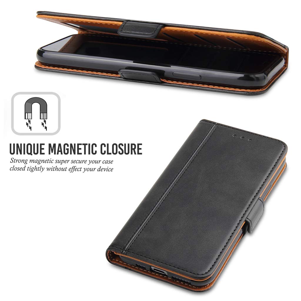 BEZ Cover per iPhone 13 Mini, Custodia Compatibile per iPhone 13 Mini, Protettiva Portafoglio in Pelle con Porta Carta di Credito, Kick Stand, Chiusura Magnetica, Nero