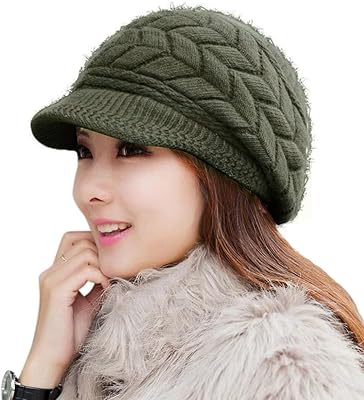 HINDAWI Women Winter Warm Knit Hat Wool Snow Ski Caps with Visor