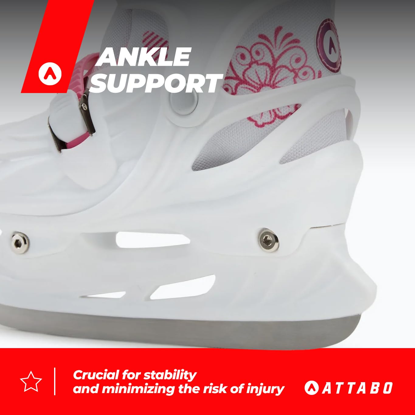 ATTABO KOA Kinder verstellbare Schlittschuhe | Freizeit Eislaufschuhe | PVC & PP Hartschale | Edelstahlkufen | Verstellbare Größe | Atmungsaktiv & sicher | Für Mädchen & Jungen