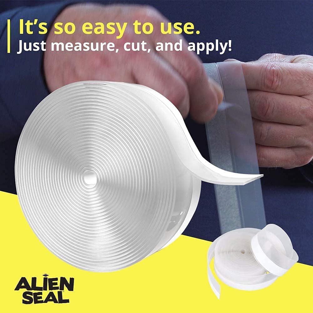 Alien Draft Seal Transparent Silicone Seal Strip Anti-Draft Adhesive and Flexible Flap to Seal Gaps Around Doors Showers and Windows Weather Stripping Insulator Tape As Seen On TV Set of 2 (6 Rolls)