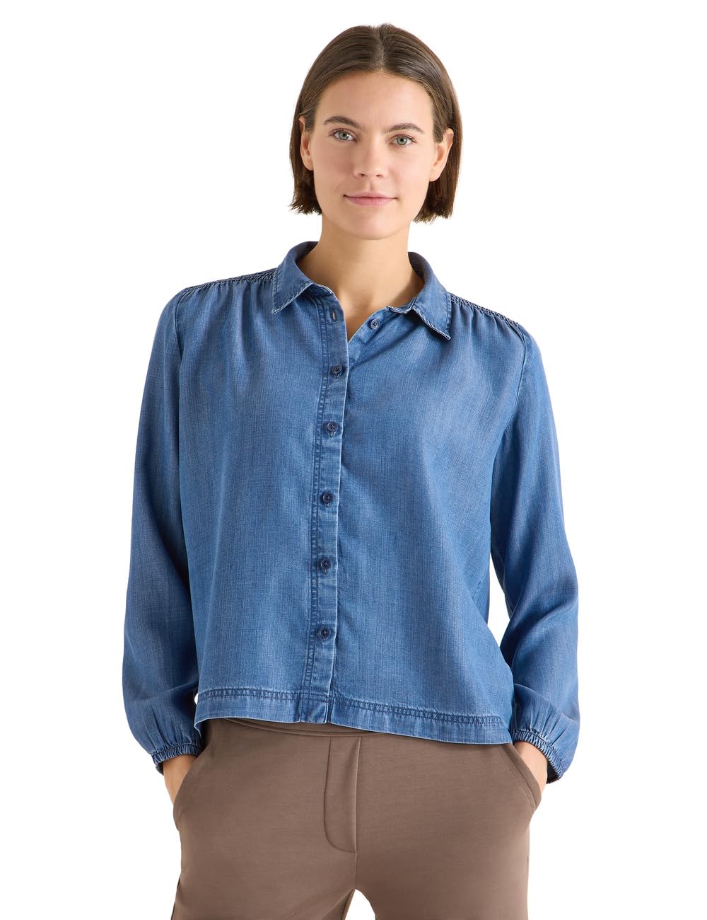 Cecil 3412583 Camicia Lyocell con Dettaglio smockdetail Donna (Pacco da 1)