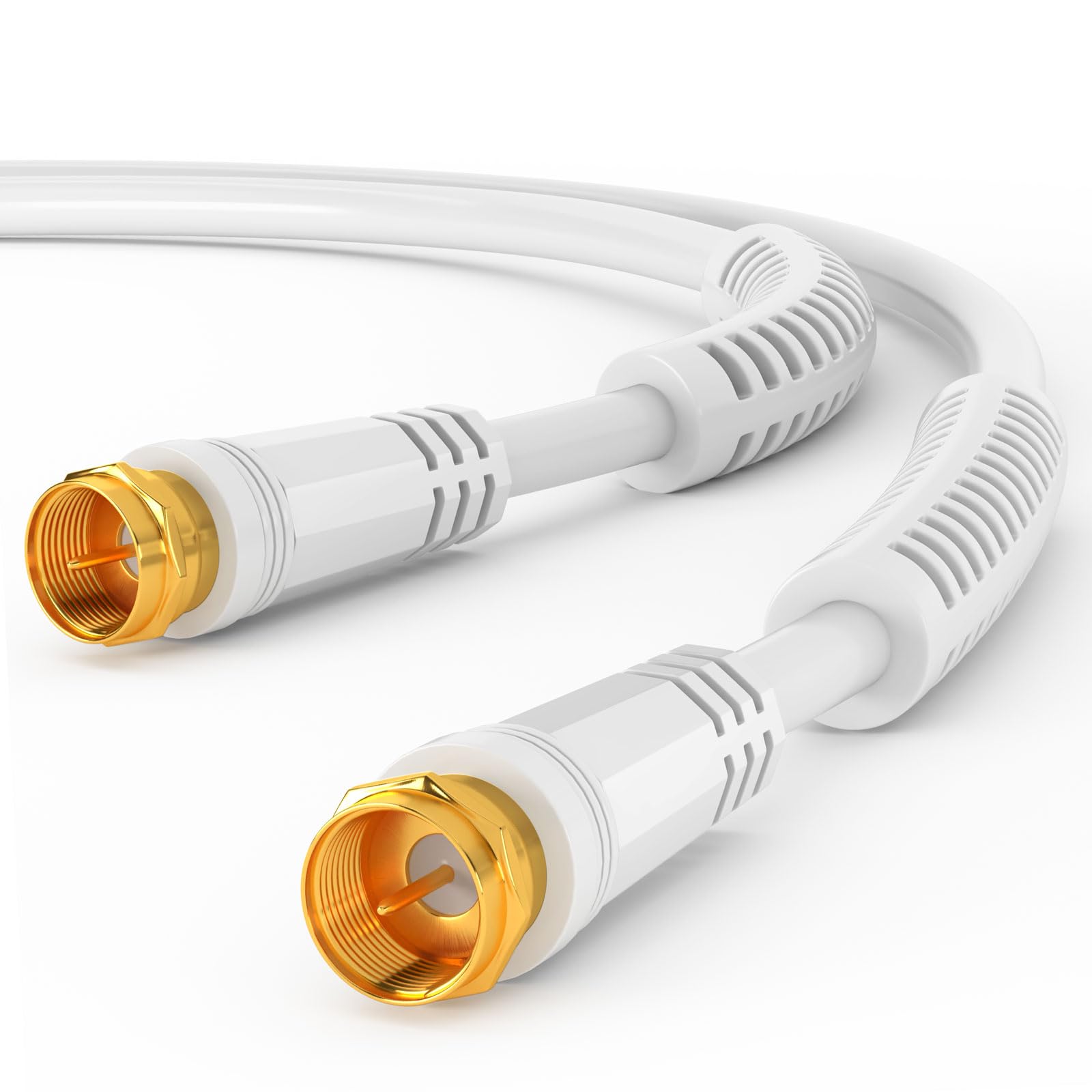 HB-DIGITAL HDTV SAT Anschlusskabel F-Stecker auf F-Stecker vergoldet Antennen Koaxialkabel mit Mantelstromfilter mit 2X Ferritkern