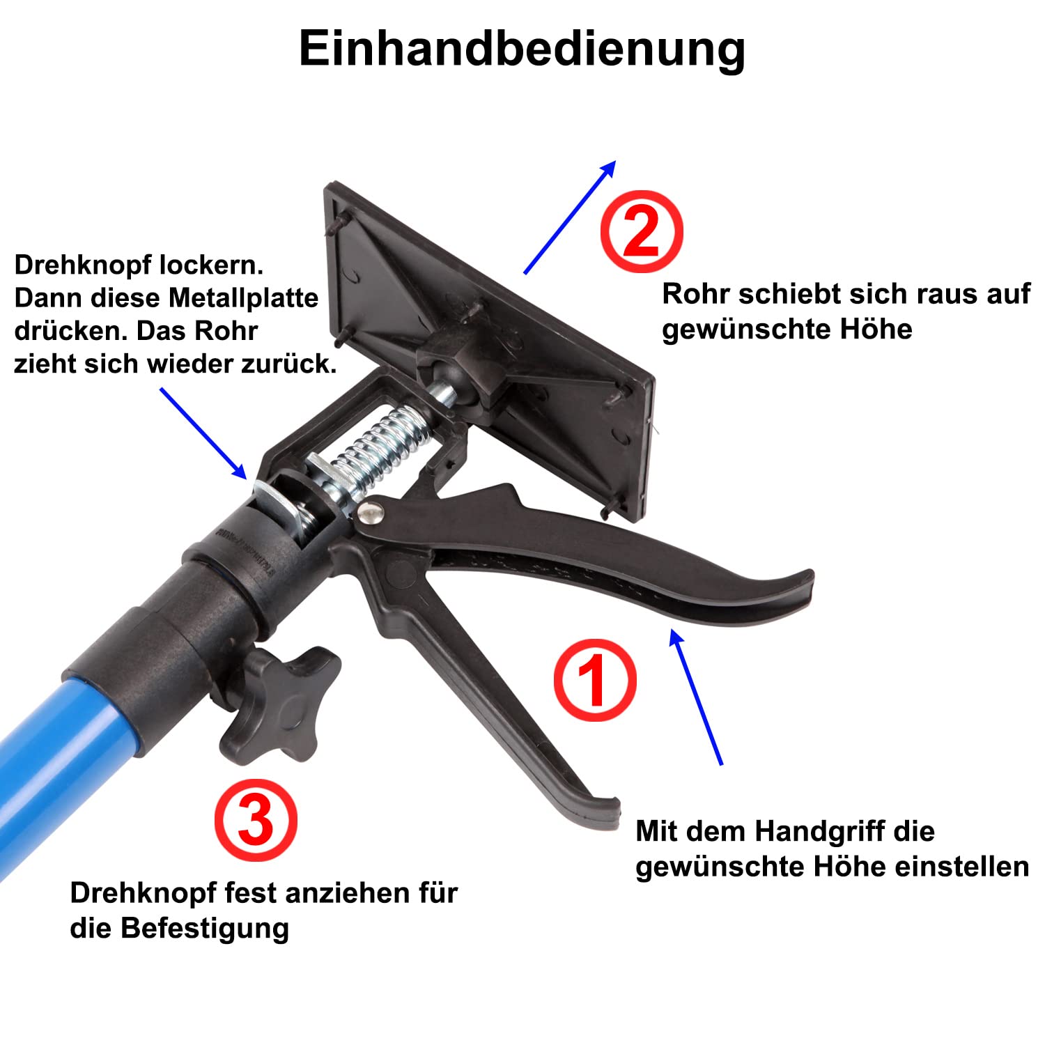 2 Stk. Deckenstütze Montagestütze 115-290cm Schnellspannstütze Türspanner Einhand- Stütze Teleskopstange Zargenspanner 30kg Stahl