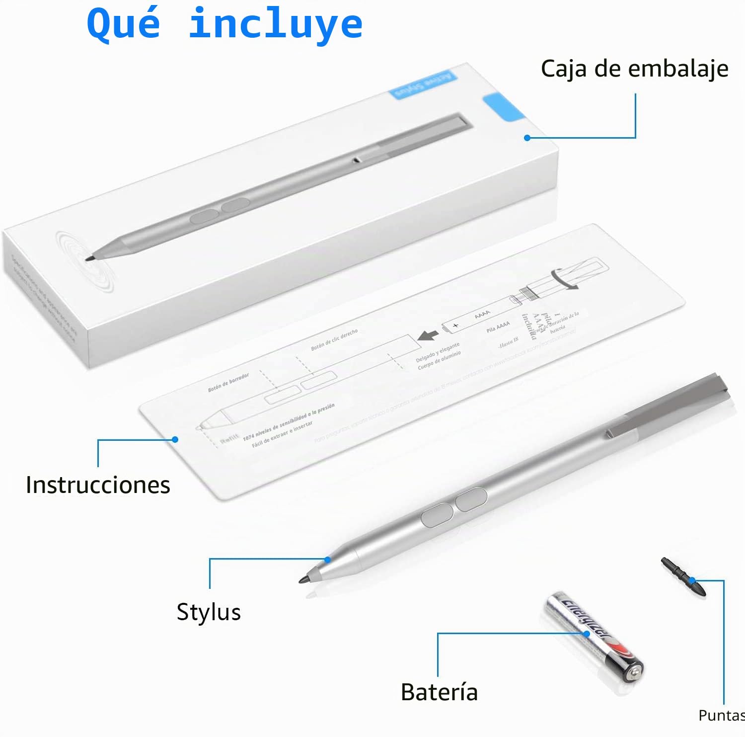 Stylo Activo MPP 1.51 para HP Omnibook Envy X360 Pavilion X360 Specter X360 Specter X2 Envy X2 – 1024 Niveles de Sensibilidad a la Presión, Rechazo de Palma, Autonomía de Batería 2500H
