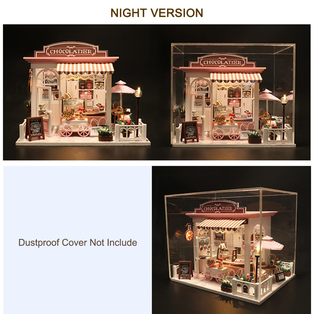 LANRU kit fai da te per adulti,Mini casa delle bambole in miniatura kit fai-da-te con luci a led e mobili per set regalo
