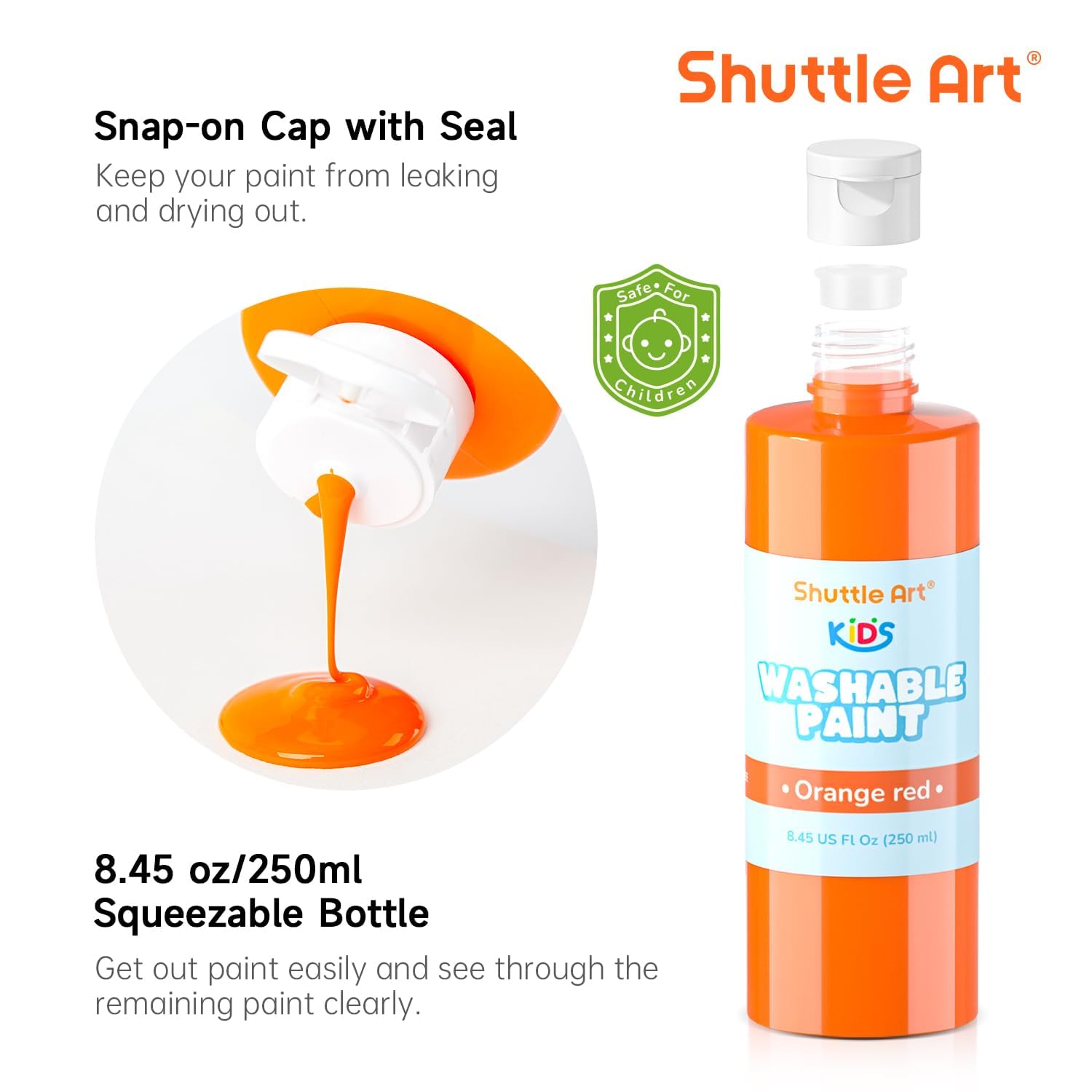Shuttle Art 20 Farben Abwaschbares Fingerfarben Kinder Ungiftig (je 250ml) | Temperafarbe für Kinder, Fingermalfarbe für Baby Hände & Füße | Handabdruck & Fußabdruck | Papier, Fenster, Basteln