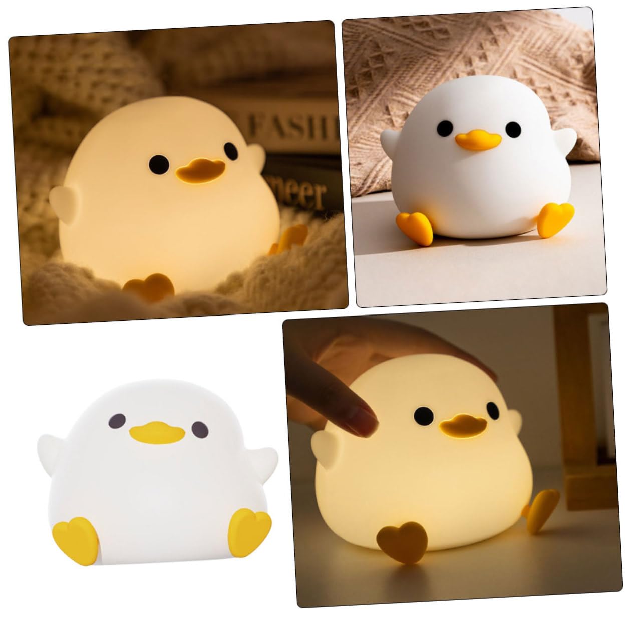 Luce Notturna in Silicone Ricaricabile a Forma di Cartone Animato Lampada da Comodino 2 Livelli di Luminosità Compatta e Portatile per Camera da Letto e