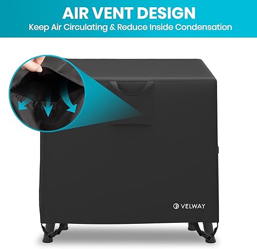 Miniatura 5 de Velway Cubierta cuadrada para fogata de gas para exteriores, resistente, para patio, para 26-32 pulgadas, impermeable, resistente al viento,