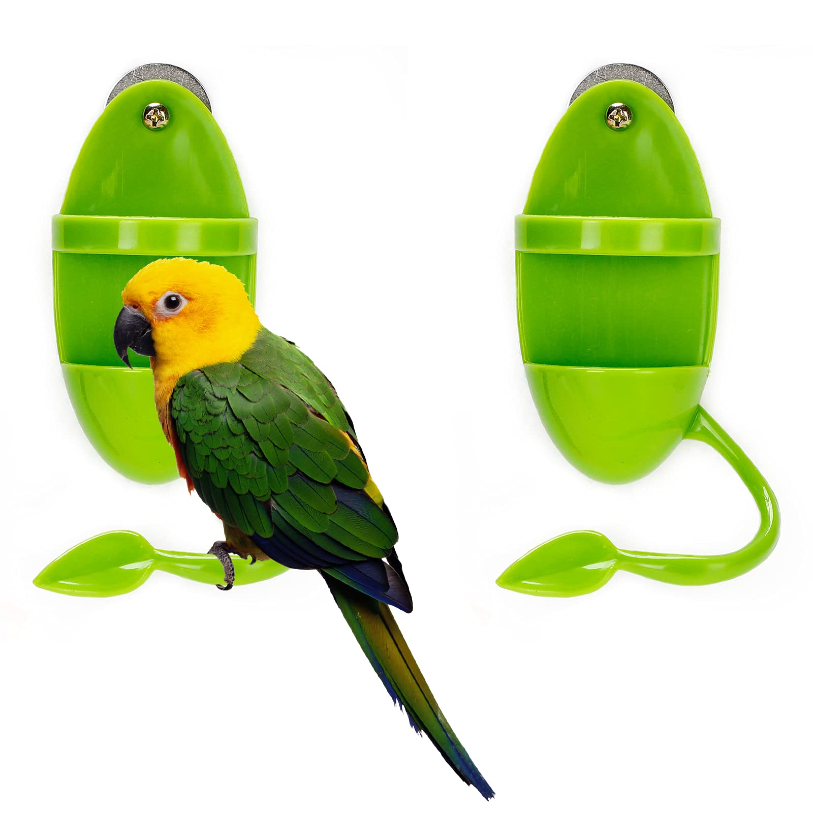 2Pcs Plastic Cuttlebone Holder Bird Feeding Cup Rack - Fruit & Gnawing Accessories for Bird Cage & Parrot