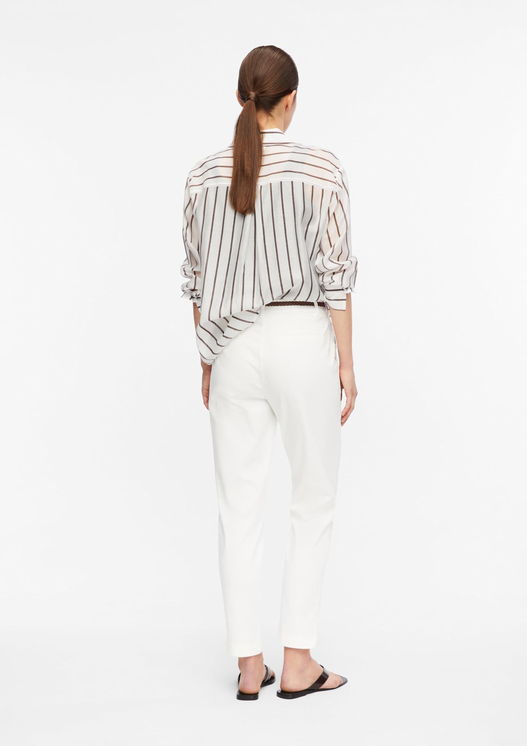 Comma Damen Hose Chino mit Flechtgürtel