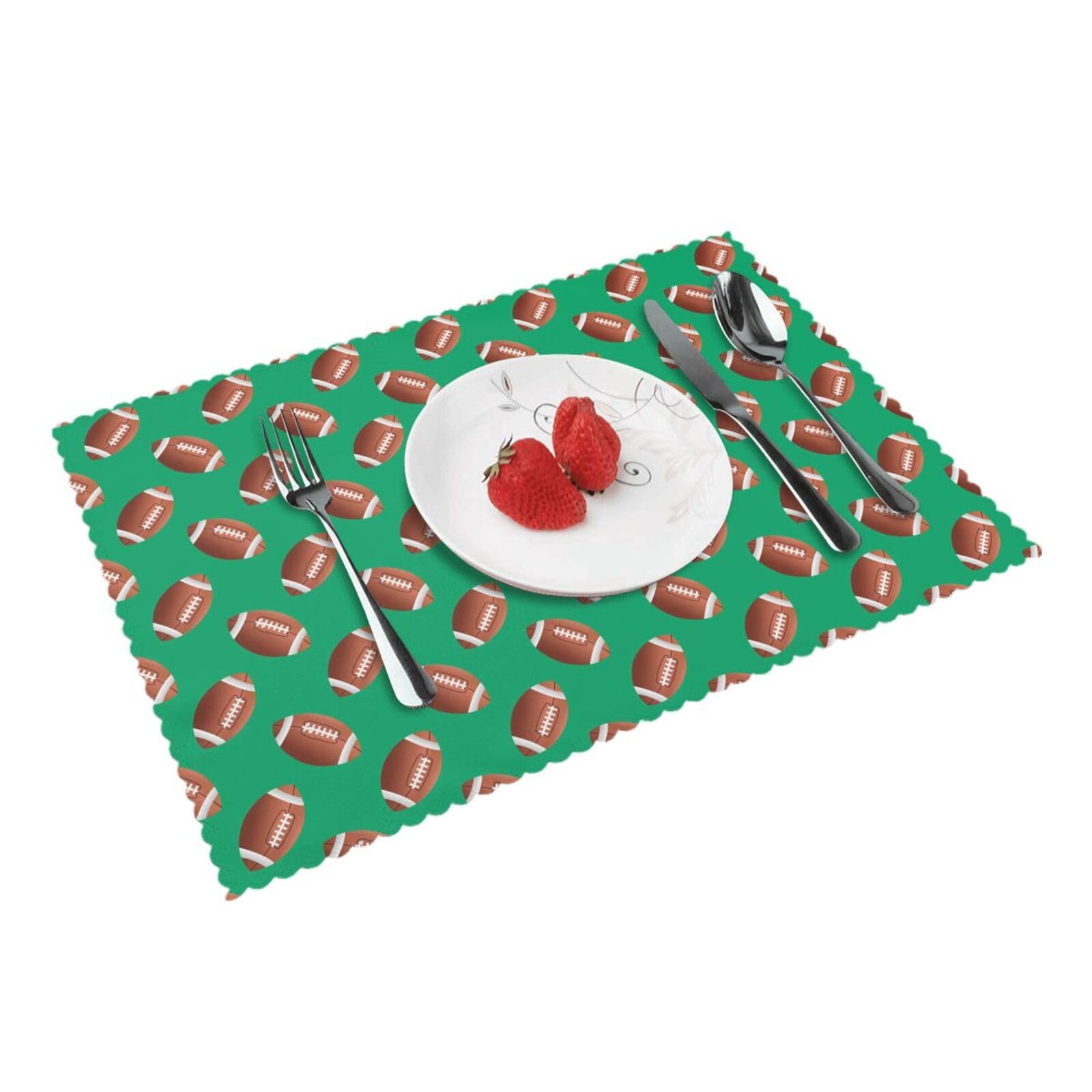 Green Football American Placemats Set of 4 Print Table Mats Place Mats Table Decor for Kitchen Dining 12X18 in