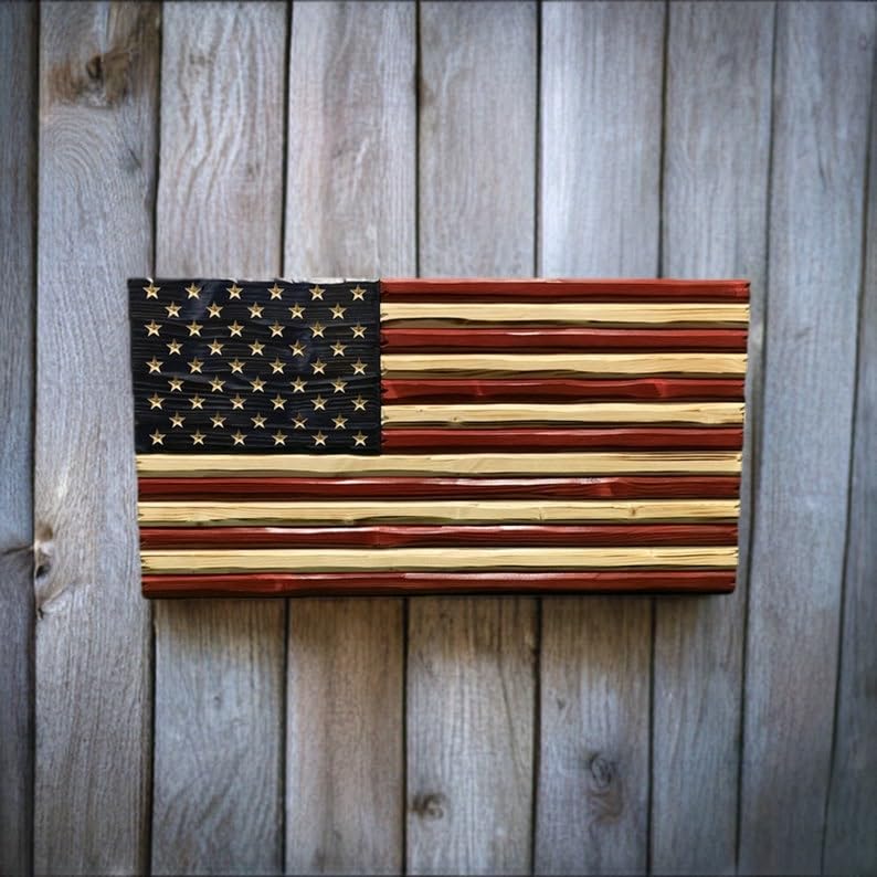 Bandiera Americana Da Scrivania 4x6 Pollici Con Base In Legno E Asta Oro - 48 Stelle