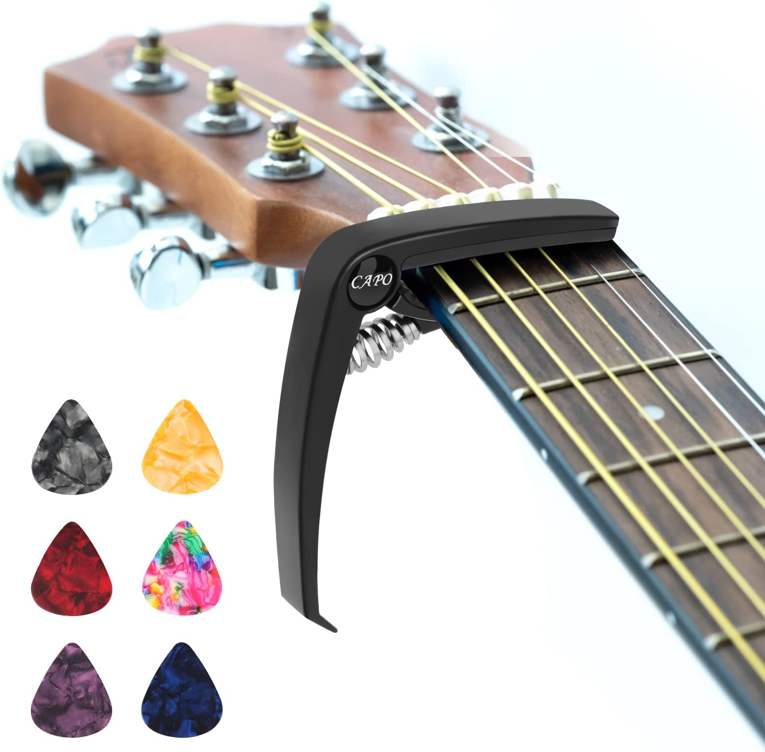 Asmuse Capodastre Guitare 3 MÉDIATORS Unique Utilisation à Une Main