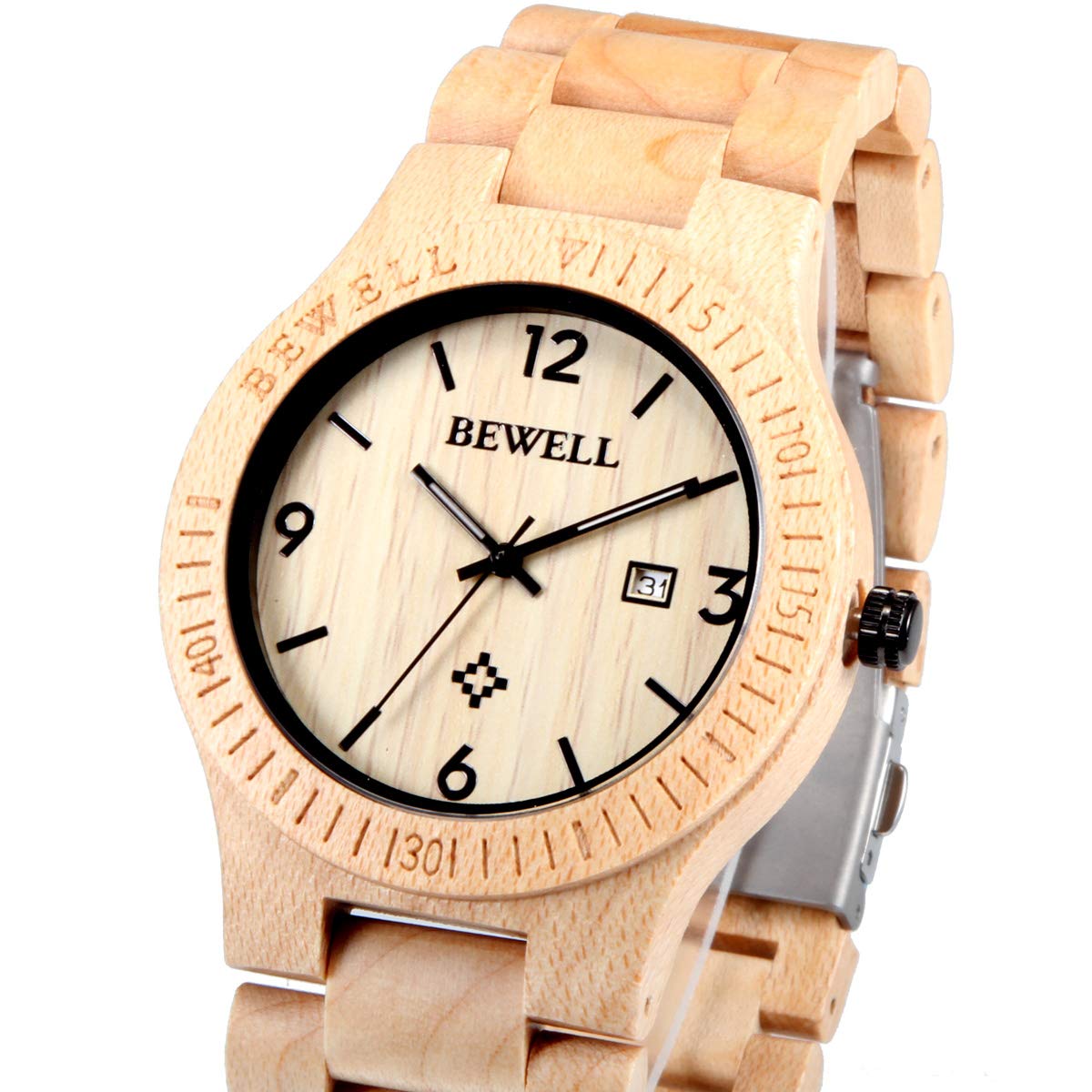 Alienwork Wood Zegarek Mężczyźni Kobiety Naturalne Drewno