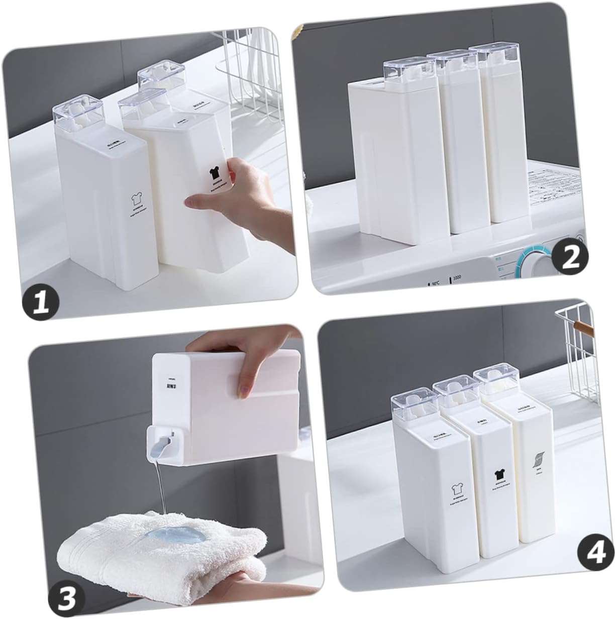 Refillable Laundry Liquid Bottle 1000ml Ps and Silicone White