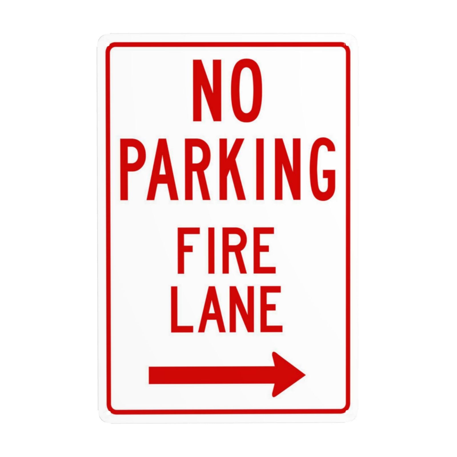SMAZDFXX No Parking Fire Lane Sign, In Right Way Metal Warning Signs, Cautions Security Tin Sign, Safety Posted Signs for Street Business Wall Decor 12"x16"