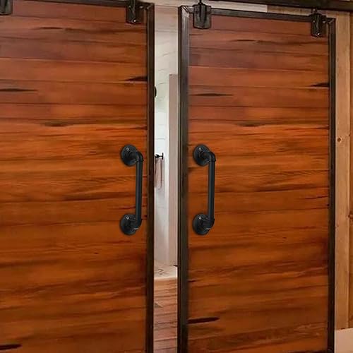Miniatura 7 de Juego de 2 manijas de puerta corrediza de granero de 14 pulgadas, manija de puerta de tubo industrial, barra de agarre, toallero, pasamanos de