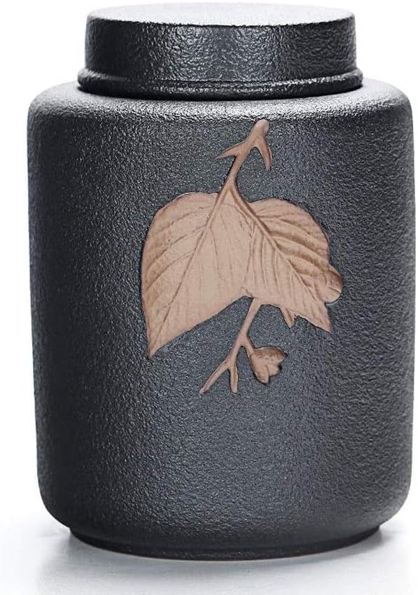 Memorial Ashes Funeral for Adult&Pet Ashes Human Medium and Small Memorial Handmade Ceramics Moisture Proof Cremation Burial at Home Or Cemetery 10x14cm (Color : Black) (White)