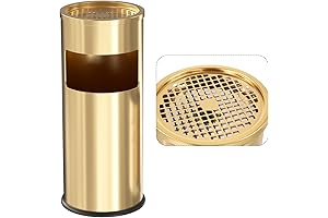 Spacious Luxe Trash Receptacle: Sophisticated Gold-Plated Outdoor Can