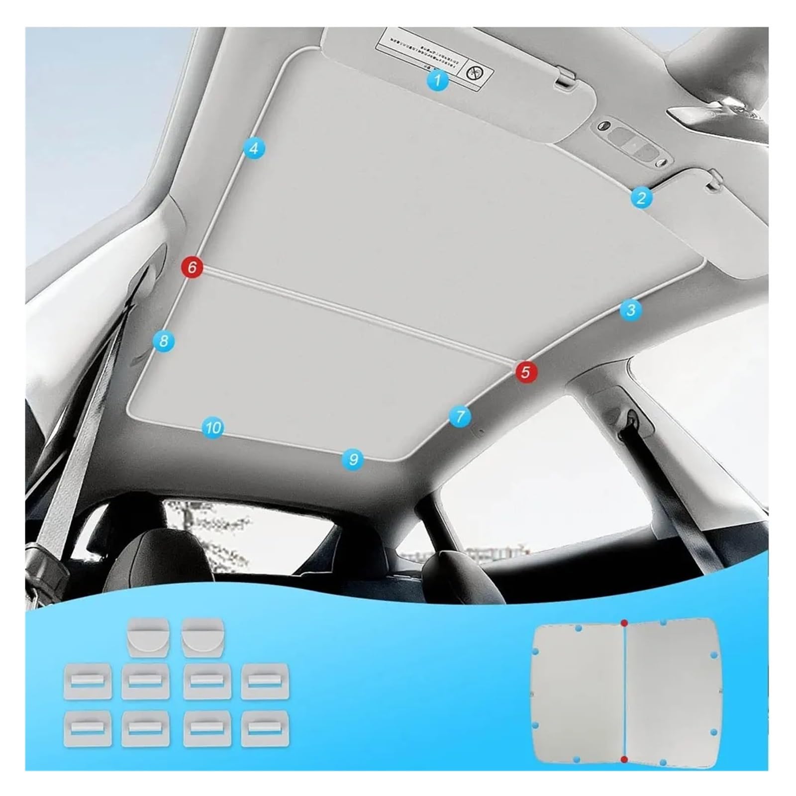Parasoles para Tesla Model 3 Highland Model Y 2017-2026 Ice Cloth Buckle Pare Glass Front Rear Sunhead Roof Skylight Accessory(F)