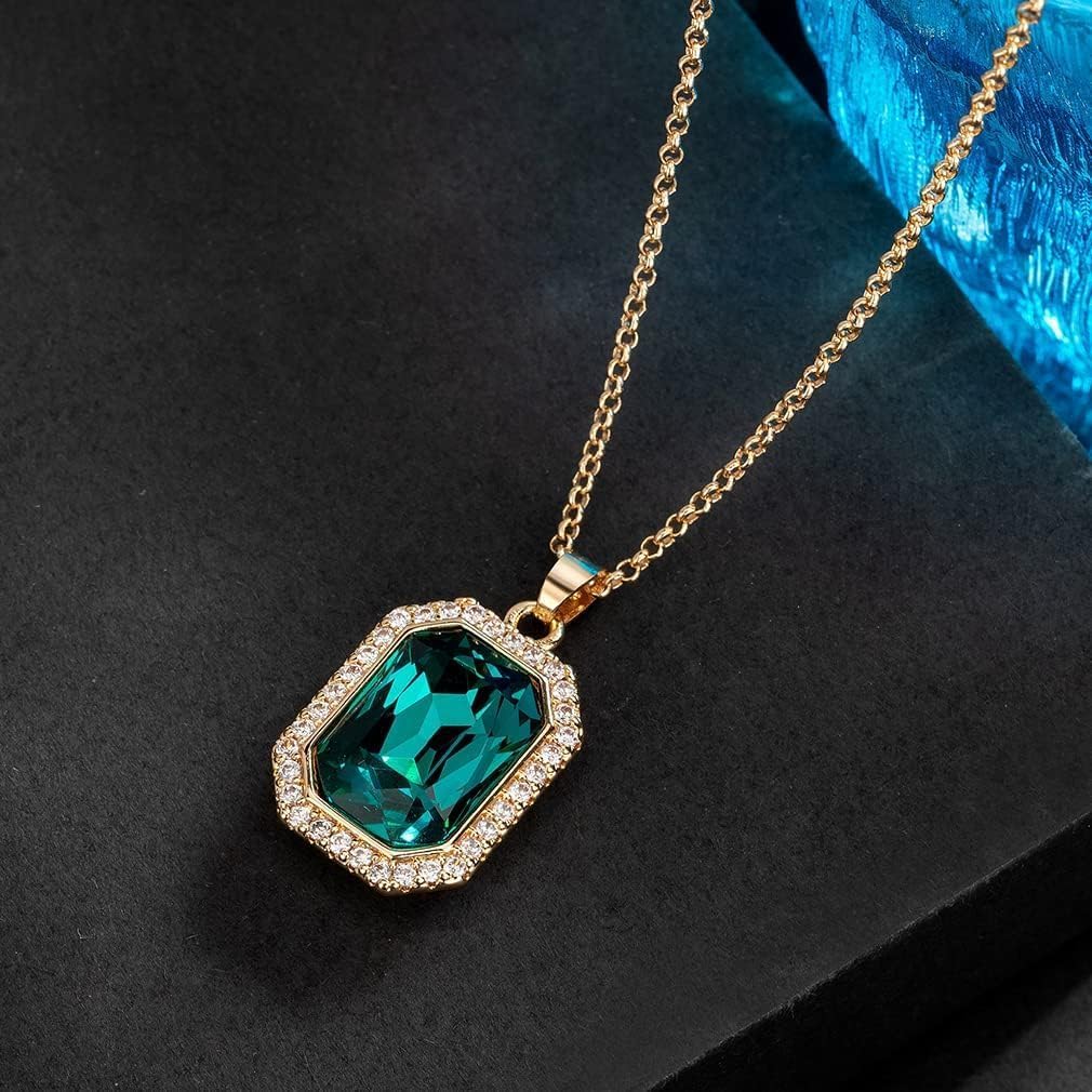 EVEVIC Austrian Crystal Halo Octagon Pendant Necklaces for Women Fashion 14K Gold Plated Dainty Necklace Hypoallergenic Jewelry - Image 4