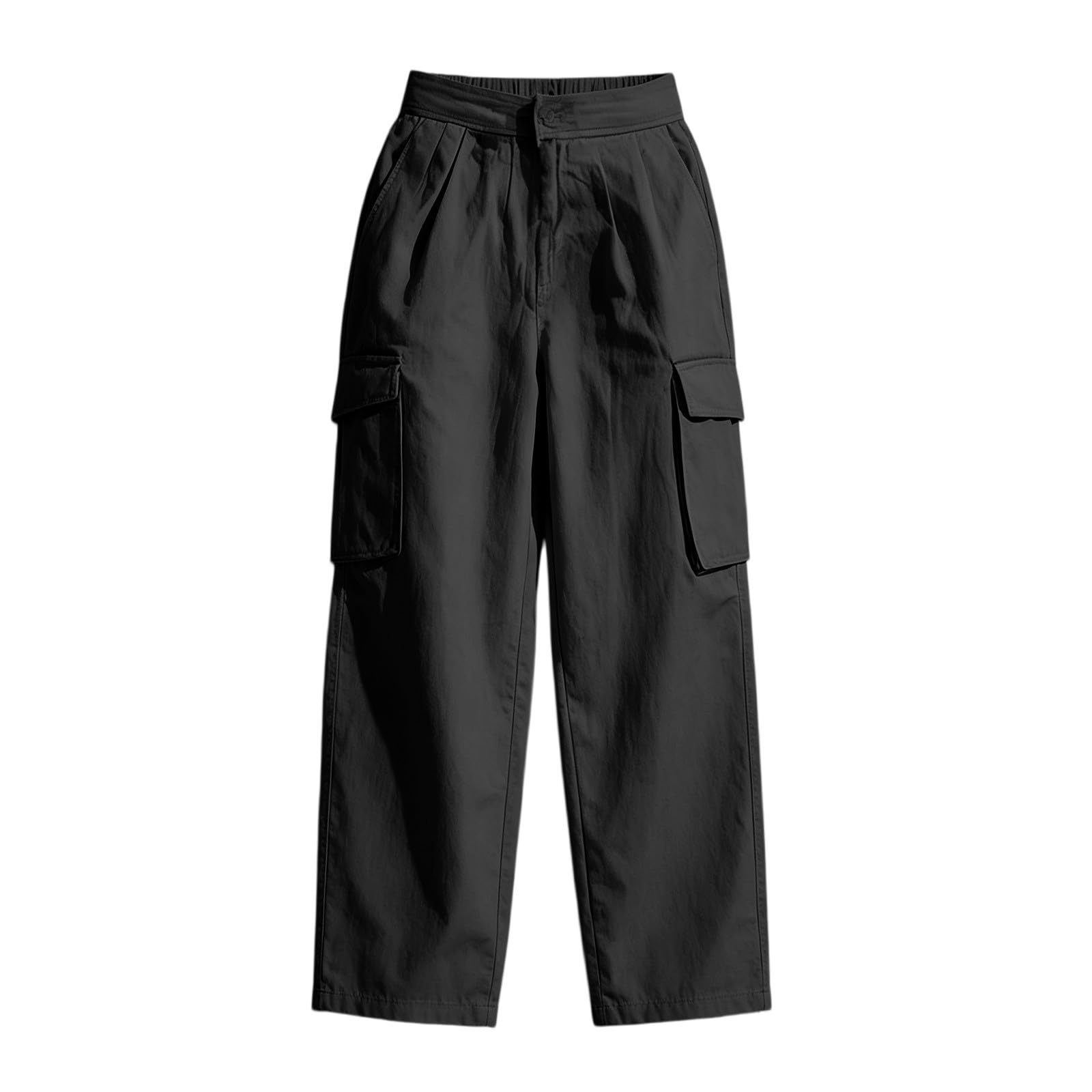 Pantalones de senderismo para mujer, cintura alta, holgados, multibolsillos
