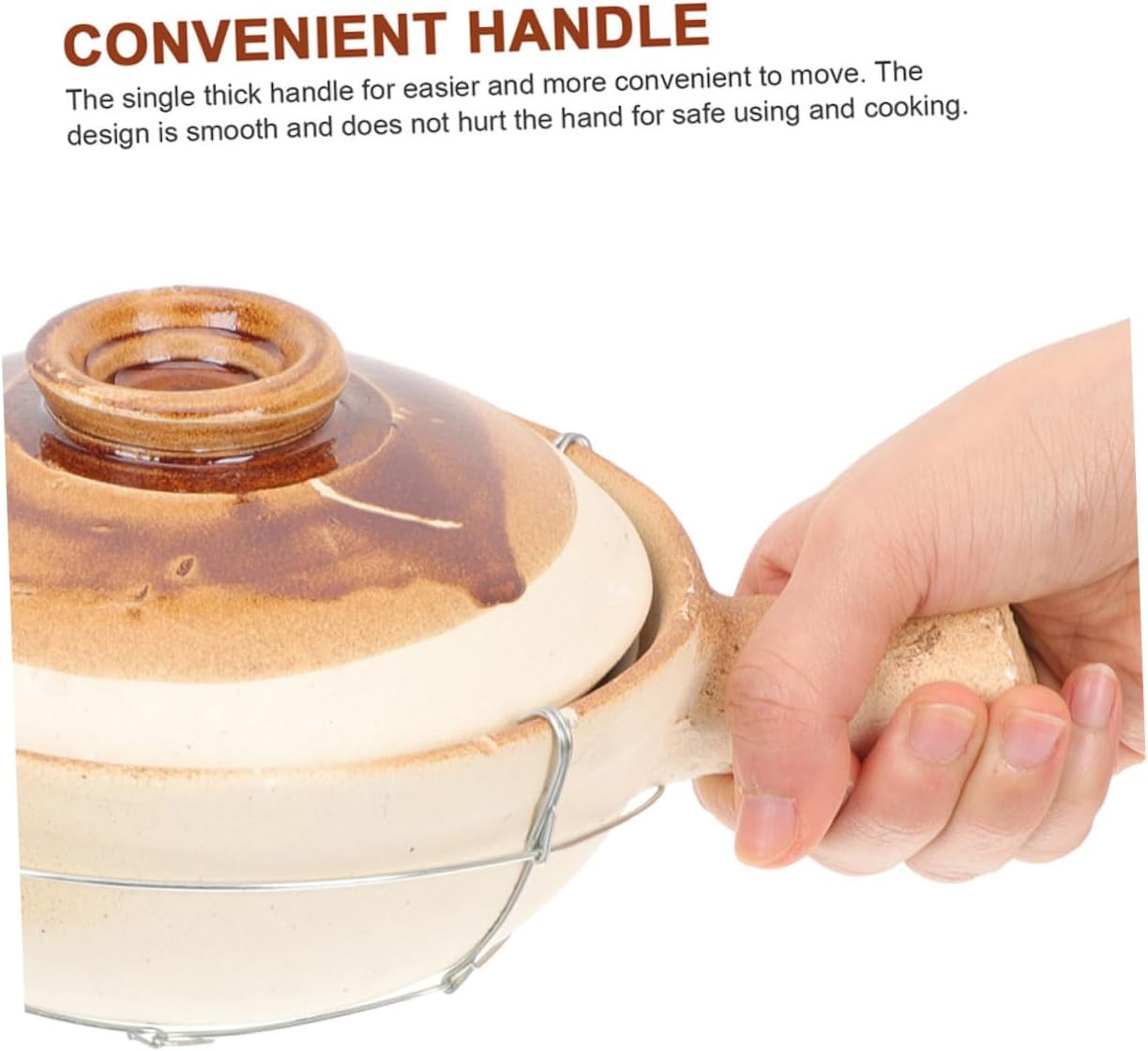 Ciieeo Single Handle Clay Casserole Pot White Terracotta Cookware for Home Cooking Heat Resistant Kitchen Pot for Soup Braised Dishes Noodles and Bibimbap